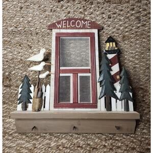 Wooden Rustic Style Nautical Coastal Lighthouse Beach House Wall Decor key Hooks